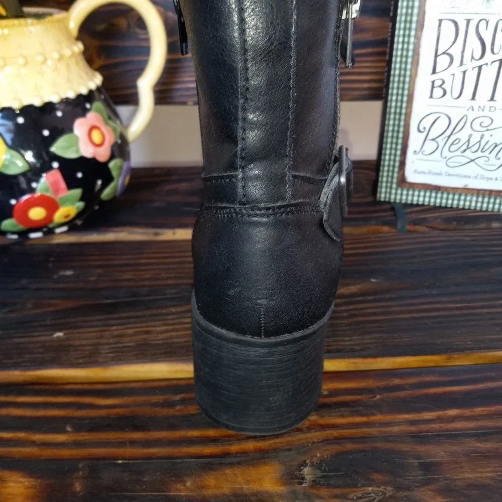 SUGAR Combat Chunky Heel Ankle Boots - Picture 6 of 13